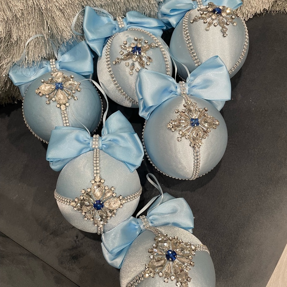Blue Rhinestone Crystal Velvet Christmas Ornaments